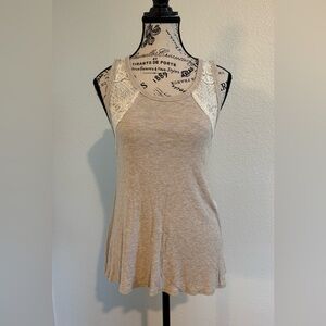 Jolt Beige Tank Top with Lace Detail